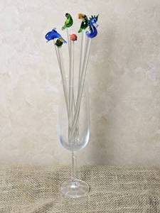 lot 139 image: Art Glass Swizzle Stick Group
