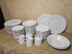 lot 217 image: Farberware Calais Embossed Stoneware service for 13 (60 pieces)