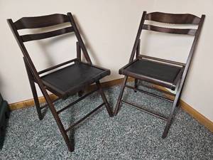 lot 243 image: Wood Frame Folding Card Table Chair Set - (4)