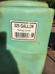 lot 12 image: 325 Gallon Pickup Green Water Storage Tank with Valve