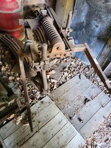 lot 30 image: Vintage Two-Bottom Moldboard Plow Attachment with Spring Trip Mechanism