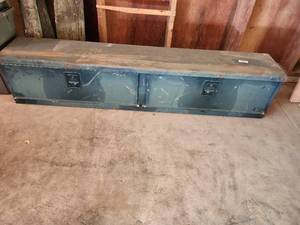 lot 67 image: Vintage Metal Storage Bin with Dividers and Hinged Doors
