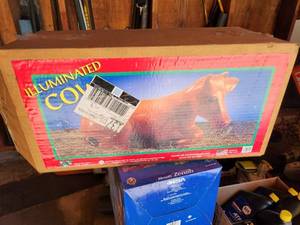 lot 77 image: Illuminated Cow Holiday Yard Decoration in Box