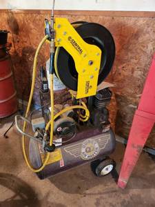 lot 80 image: Quincy Air Master Air Compressor Model 131A20PN3 with Central Pneumatic Reel