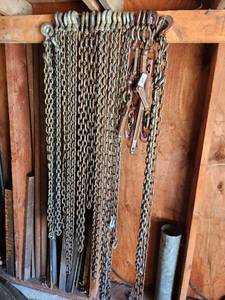 lot 92 image: Collection of Heavy Duty Tow Chains and Load Binders
