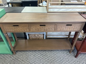 lot 33 image: Safavieh Landers 3 Drawer Entry Table - MSRP $319
