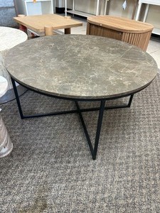 lot 52 image: Walker Edison Faux Marble Round Coffee Table - MSRP $192
