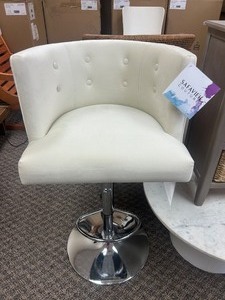 lot 67 image: Safavieh Couture Zanya Adjustable Boucle Barstool Ivory Silver - MSRP $292.80