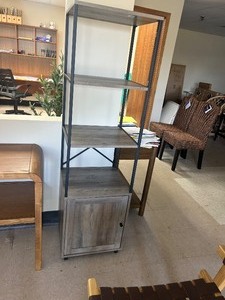 lot 90 image: Walker Edison Landry 64 1 Door Metal and Wood Media Tower - MSRP $262