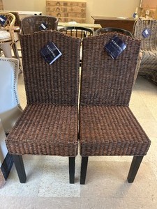lot 132 image: Safavieh Odette 19 Wicker Dining Chair (Set of 2) - MSRP $365