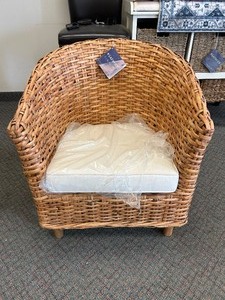 lot 138 image: Safavieh Omni Rattan Barrel Chair - MSRP $513