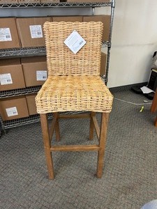 lot 139 image: Safavieh Eleni Tufted Wing Back Bar Stool - MSRP $272