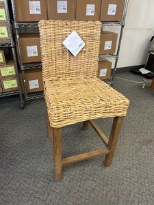 lot 140 image: Safavieh Tobie Rattan Counter Stool - MSRP $291