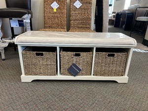 lot 142 image: Safavieh Lonan Wicker Bench - MSRP $376