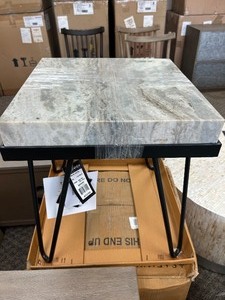 lot 60 image: Safavieh Jada Stone Top Accent Table - MSRP $241