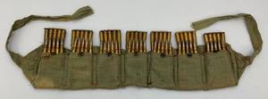 lot 17 image: WWII 1944 Turkish Mauser 8MM 7.9 Ammo Belt With 14 Five Round Clips (70 Total Rounds)