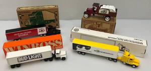 lot 66 image: Misc. Ertl Miniature Die-Cast Semi Trucks, Auto Banks And More (Most With Advertising) NIB