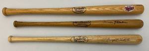 lot 94 image: Vintage Collectible Miniature Louisville Slugger Baseball bats Including Babe Ruth, Harmon Killebrew And Minnesota Twins