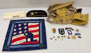 lot 109 image: Misc. Military Items Including Ammo Belt, Patches And More