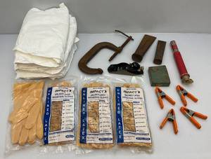 lot 113 image: Misc. Vintage Tools, Painter Suits And More