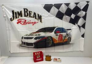 lot 119 image: Misc. Liquor Advertisement Items Including Jim Beam 3 x 5 Nylon Flag And More