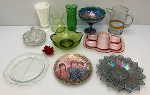 lot 120 image: Misc. Vintage Collectible GlassWare Including Milk Glass Vase And more