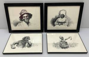 lot 129 image: Misc. Vintage Framed Behind Glass E. W. Kemble Lithographs