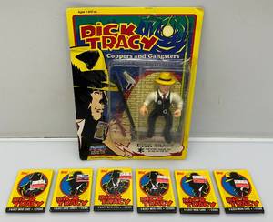 1990's DICK TRACY Action Figure On Card Unpunched And Dick Tracy Wax Packs Of Trading Cards