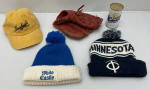 lot 160 image: Vintage Collectible Hats Including WHITE CASTLE, Twins Beanie, Linenkugels And More
