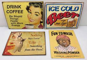 lot 162 image: Misc. Tin Advertisement Signs Most 12 x 16