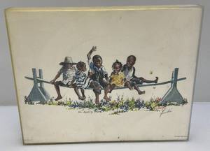 lot 166 image: 1988 Pencil Signed Virginia Fouche Joggling Board Print In Acrylic Frame 11 x 14