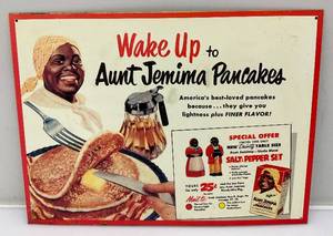 lot 175 image: Vintage 11 x 16 Metal Aunt Jemima Pancakes Sign (VERY COOL)