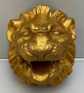 Antique Heavy Metal 11 Lbs 11oz. Golden Lion Head Architectural Building Décor From Demolished Building In Minneapolis Minnesota 6" x 6" x 7"