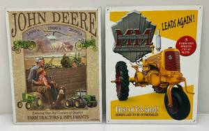 lot 196 image: 1990sTin  Minneapolis Moline & John Deere Tractor Signs 12.5 x 16