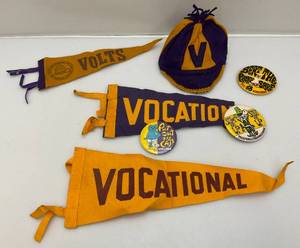 lot 220 image: Group Of Vintage Minneapolis Vocational High School Felt Collectibles