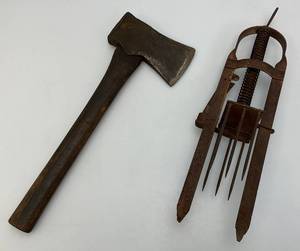 lot 234 image: Vintage Hatchet & Mole Trap