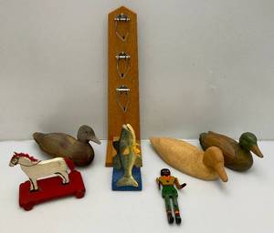 lot 241 image: Misc. Hand Carved Decoys And More (One Antique)
