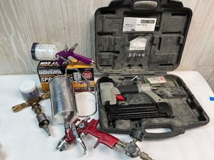 lot 108 image: Porter-Cable BN200A Brad Nailer and Assorted HVLP Spray Guns with Accessories
