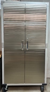 lot 111 image: Metal Storage Cabinet with Locking Doors and Casters