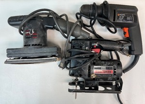 lot 116 image: Lot of 3 Power Tools - Jigsaw, Palm Sander, Electric Drill