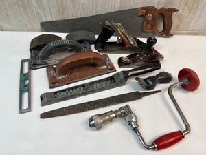 lot 124 image: Collection of Vintage Woodworking Hand Tools Including Planes, Saws, and Files