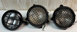 lot 128 image: Set of 3 Heavy Duty Utility or Tractor Headlights with Protective Grilles