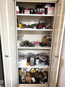 lot 129 image: Cabinet of Assorted Automotive and Engine Parts and Components