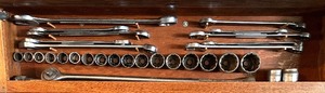 lot 153 image: Large Collection of Large Craftsman, SAE Box-End Wrenches and Sockets with Ratchet and Extensions