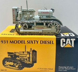 lot 33 image: Die-cast 125 Caterpillar 1931 Model Sixty Diesel Tractor with Box