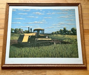 lot 45 image: Framed Limited Edition Print Farmwork on Track by J. Saylor 1996 CAT Challenger Tractor