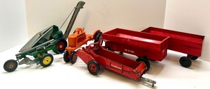 lot 67 image: Vintage Diecast Farm Toy Collection with Allis-Chalmers Tractor and Implements