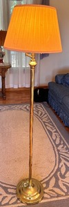 lot 80 image: Brass Floor Lamp with Pleated Fabric Shade