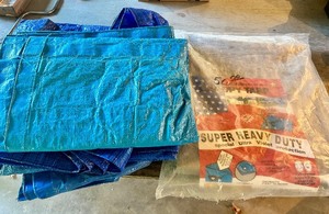 lot 159 image: Lot of Heavy Duty Blue and Silver Poly Tarps