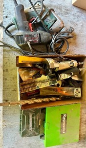 lot 160 image: Corded Drills, Air Tools, and Drill Bit Sets Collection